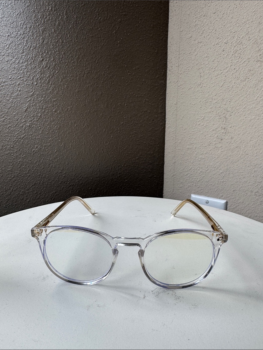 Prive revaux Clear Round Blue Light Glasses with Gold Temples